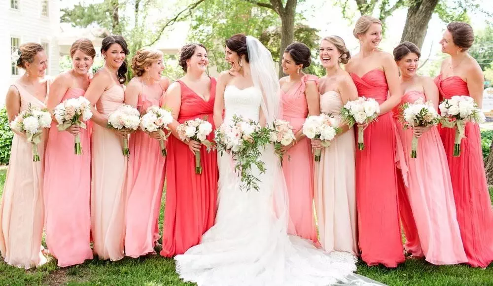 subtle shades of pink for bridesmaid
