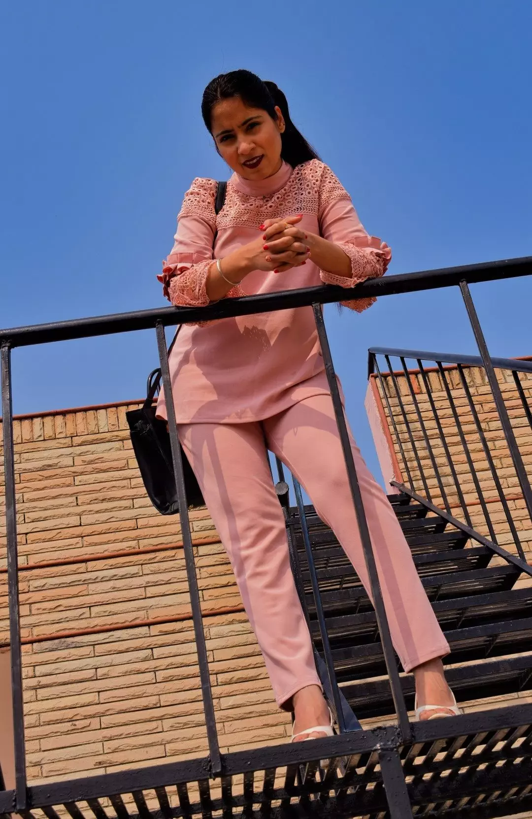 shein mock neck top and pants suit