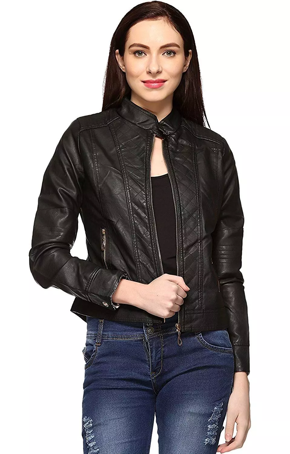 black leather jacket for women