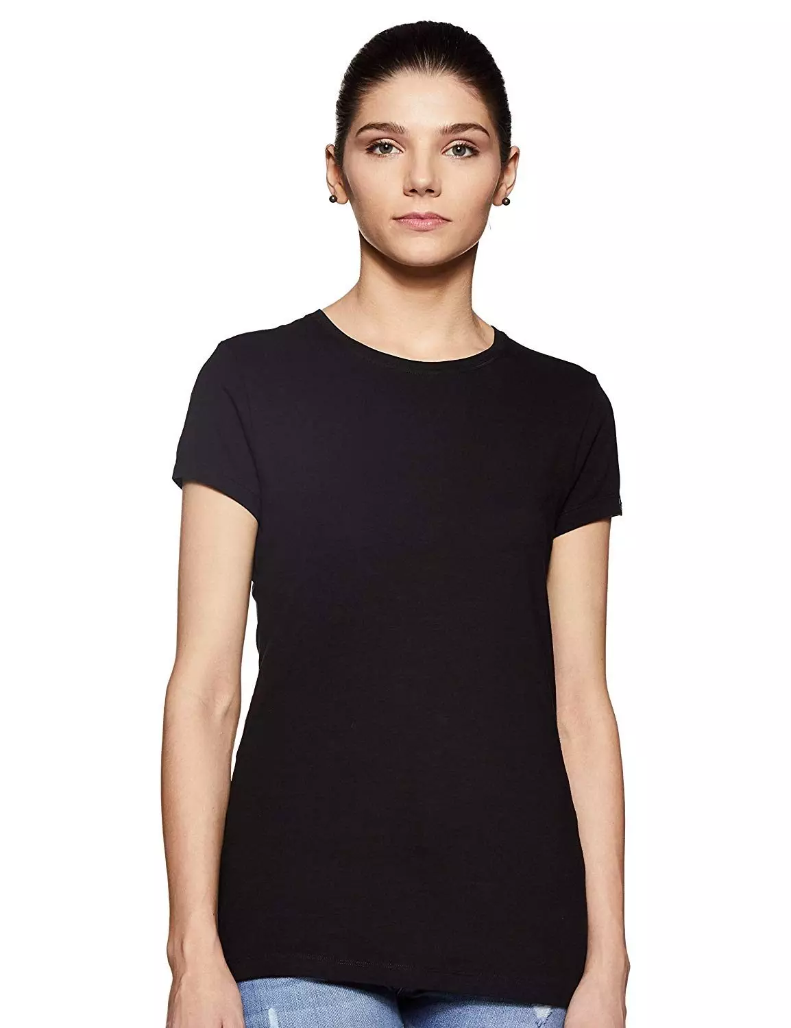 black plain tshirt for women
