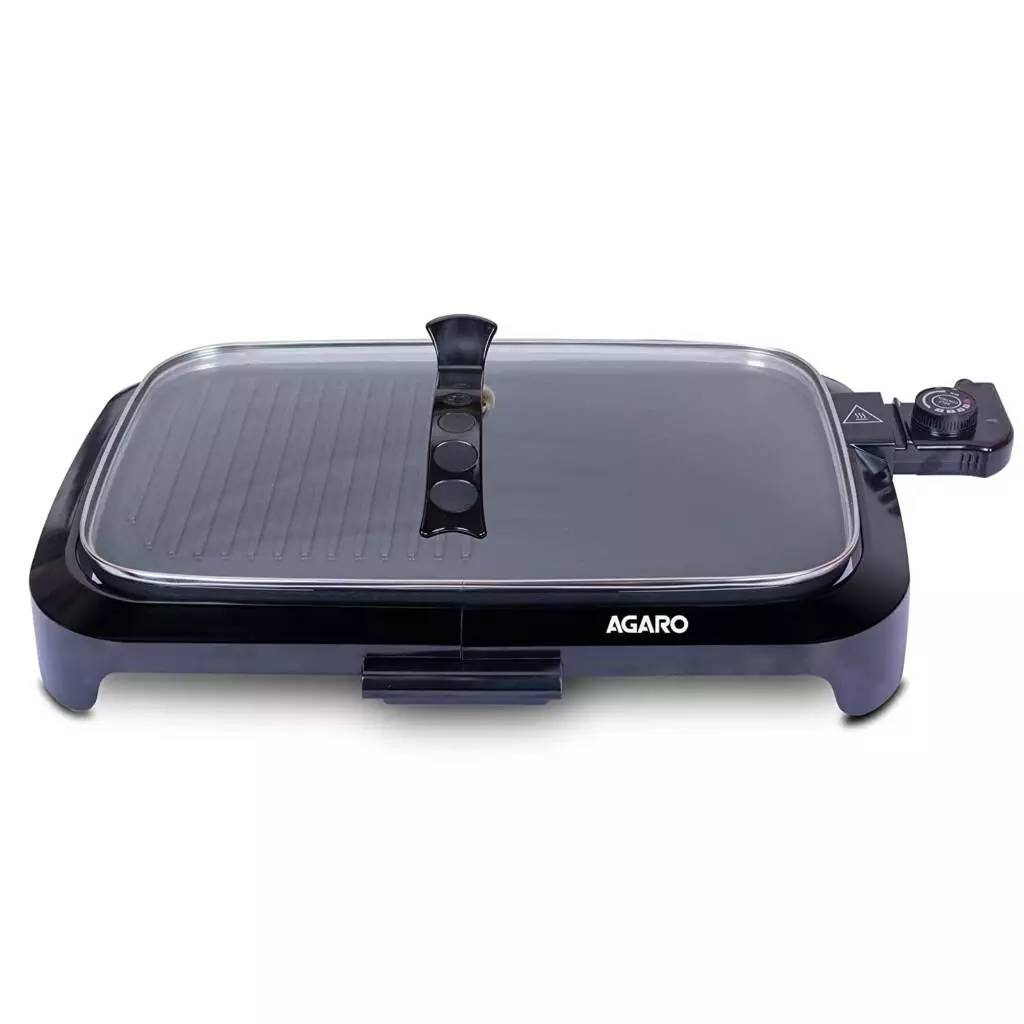 AGARO 1600 Watt Barbeque Non Stick Electric Griller with Toughened Glass Lid 12